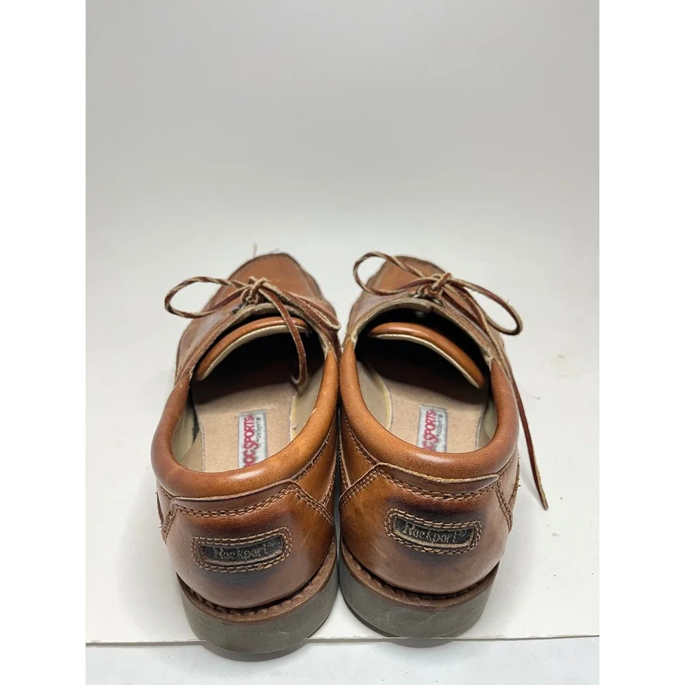 Rockport Mens Boat Shoes 10.5 M Brown Leather RocSports Vibram Nautical Loafers